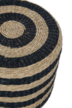 Black and Natural Seagrass Pouffe