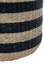 Black and Natural Seagrass Pouffe