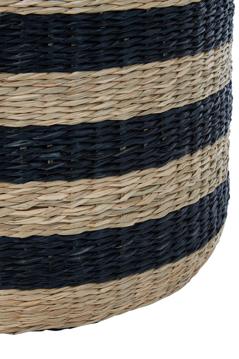 Black and Natural Seagrass Pouffe