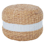 White and Natural Water Hyacinth Pouffe