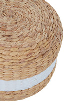 White and Natural Water Hyacinth Pouffe