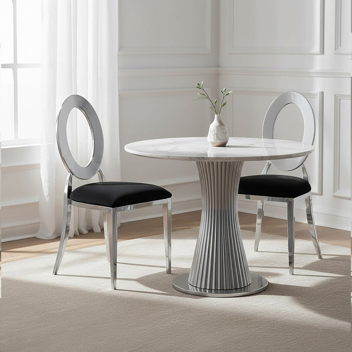 Stackable Silver Frame Dining Chair