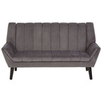Grey Velvet Channel Tufted 2 Seater Sofa