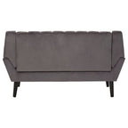Grey Velvet Channel Tufted 2 Seater Sofa