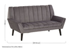 Grey Velvet Channel Tufted 2 Seater Sofa