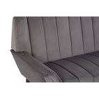 Grey Velvet Channel Tufted 2 Seater Sofa