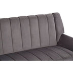 Grey Velvet Channel Tufted 2 Seater Sofa