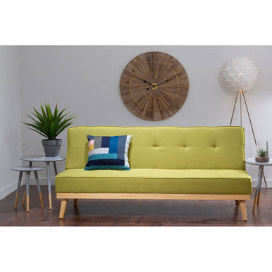 Green Linen 3 Seater Sofa Bed
