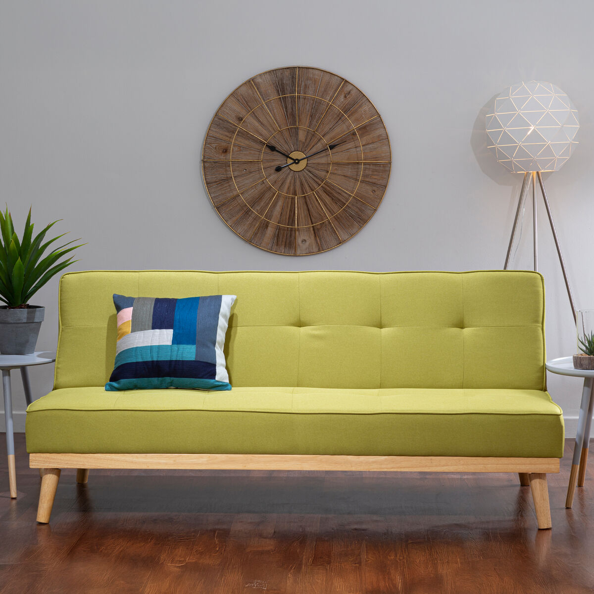 Green Linen 3 Seater Sofa Bed