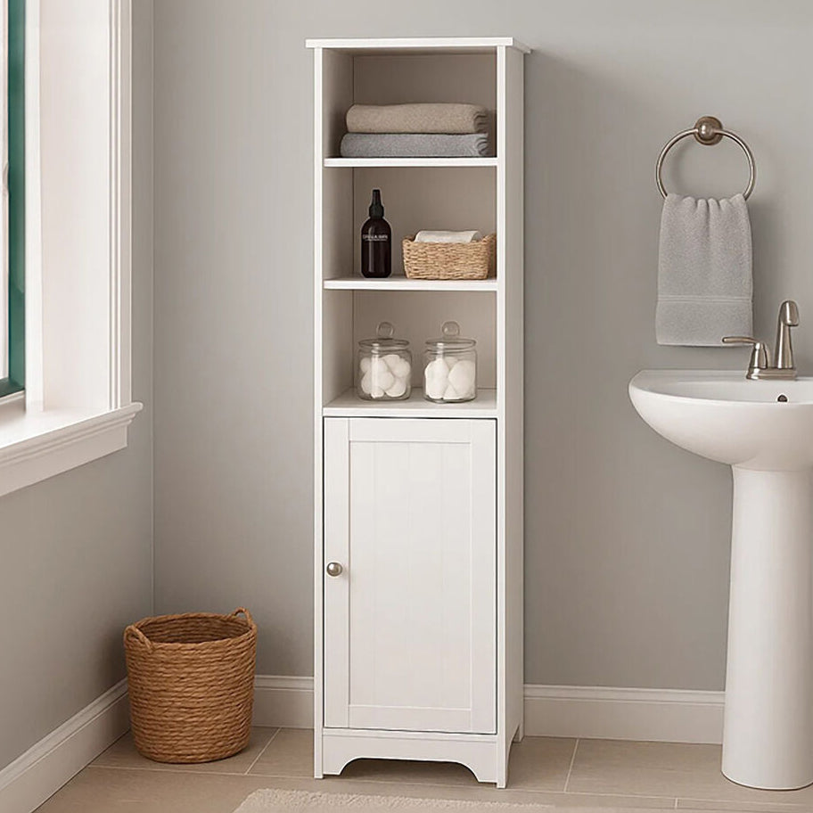 White Wooden Tall Cabinet