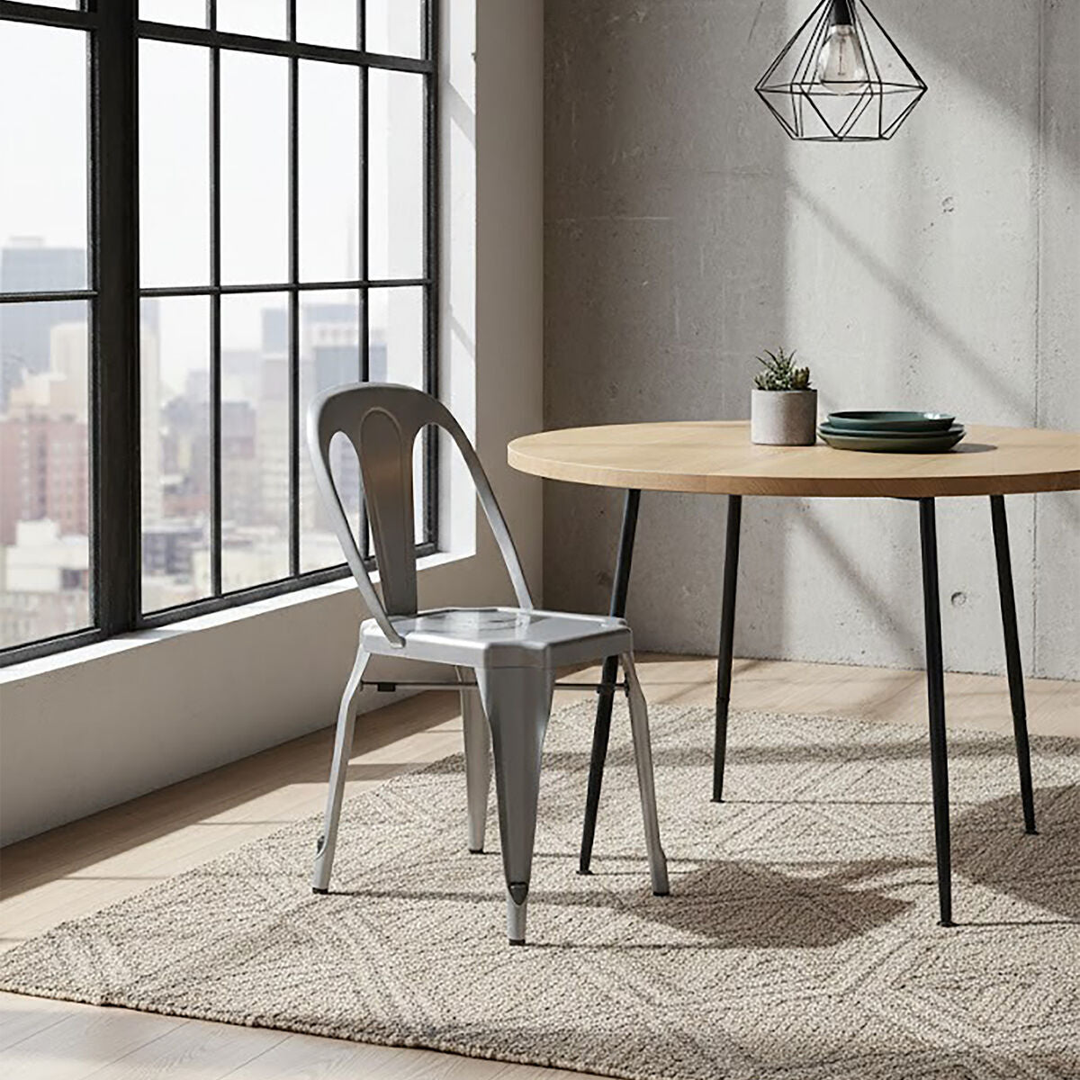 Vintage Style Grey Metal Chair