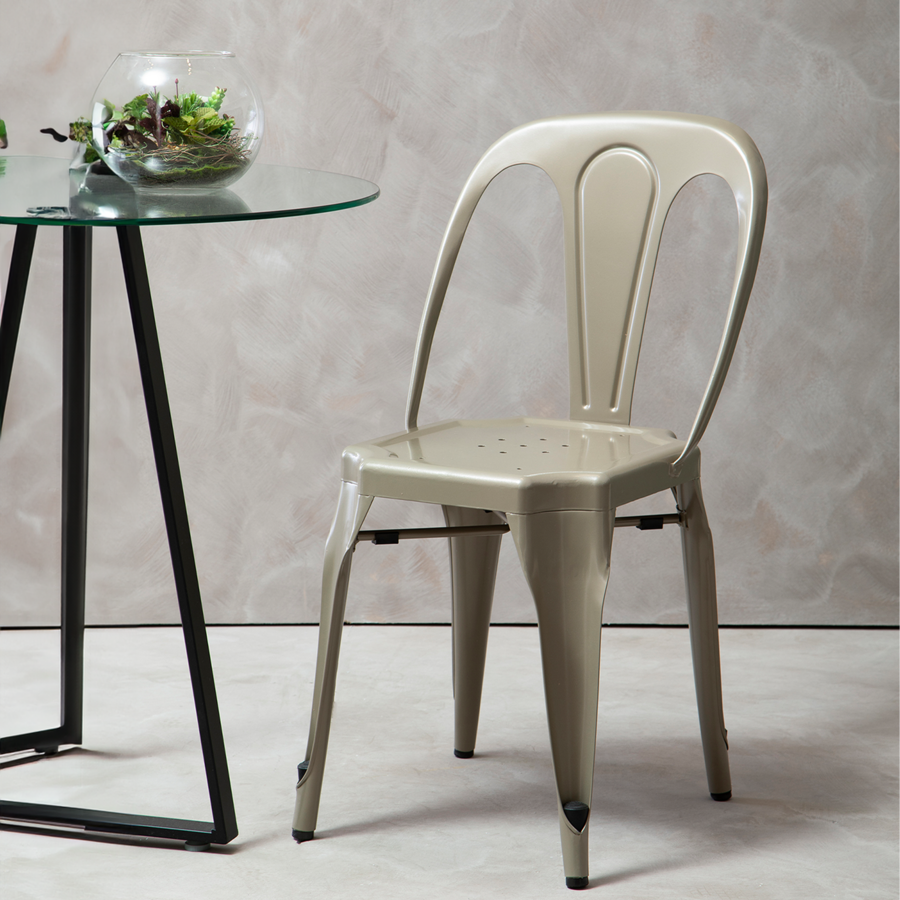 Champagne Finish Metal Chair