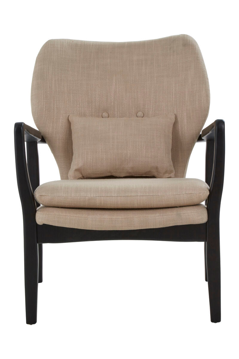 Beige Linen Chair with Button Tufting