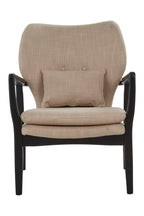 Beige Linen Chair with Button Tufting