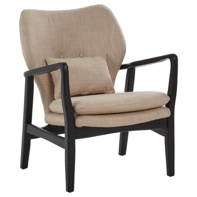Beige Linen Chair with Button Tufting