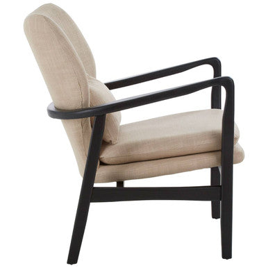 Beige Linen Chair with Button Tufting