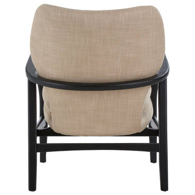 Beige Linen Chair with Button Tufting