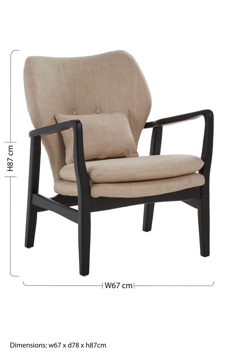 Beige Linen Chair with Button Tufting