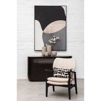 Beige Linen Chair with Button Tufting