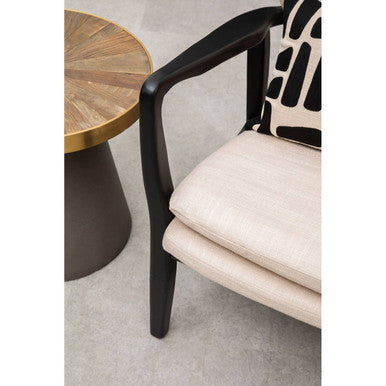 Beige Linen Chair with Button Tufting
