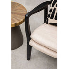 Beige Linen Chair with Button Tufting