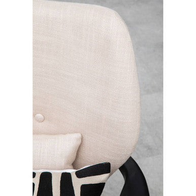 Beige Linen Chair with Button Tufting