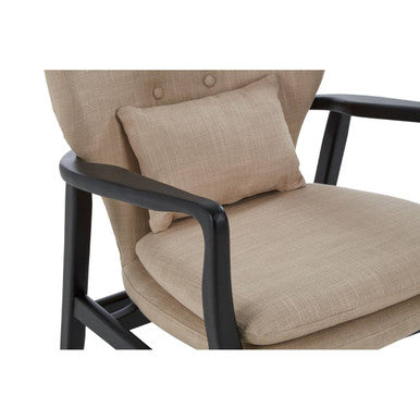 Beige Linen Chair with Button Tufting