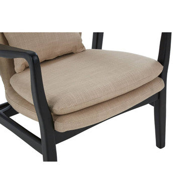 Beige Linen Chair with Button Tufting