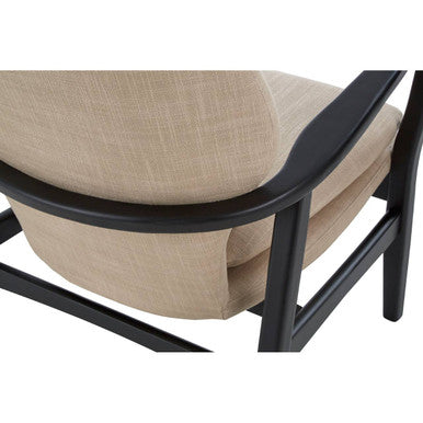 Beige Linen Chair with Button Tufting
