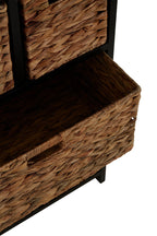 Black Wooden Storage Unit with 6 Water Hyacinth Drawers