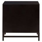 Black Wooden 2-Drawer Bedside Table with Chevron Pattern Drawer Fronts and Metal Handles