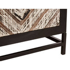 Black Wooden 2-Drawer Bedside Table with Chevron Pattern Drawer Fronts and Metal Handles
