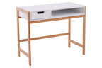 White and Natural Bamboo 1 Drawer Desk