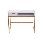 White and Natural Bamboo 1 Drawer Desk