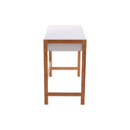 White and Natural Bamboo 1 Drawer Desk