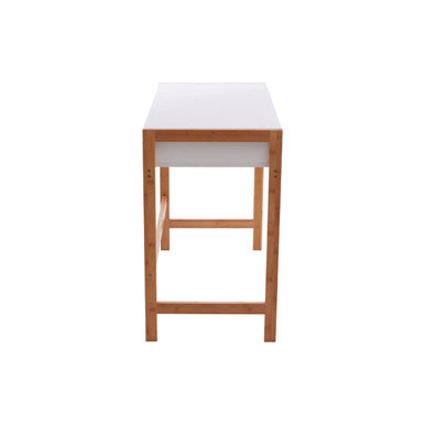 White and Natural Bamboo 1 Drawer Desk