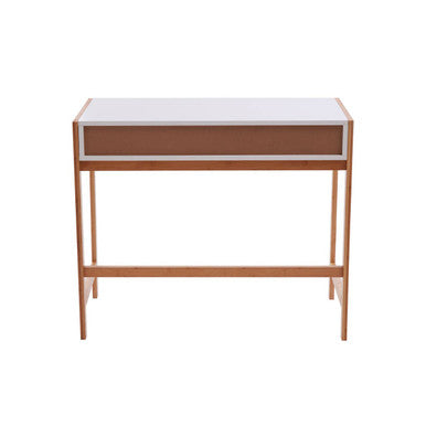 White and Natural Bamboo 1 Drawer Desk
