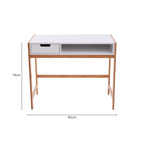 White and Natural Bamboo 1 Drawer Desk