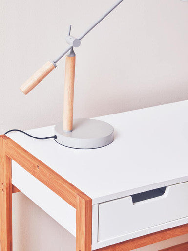 White and Natural Bamboo 1 Drawer Desk