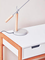 White and Natural Bamboo 1 Drawer Desk
