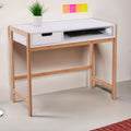 White and Natural Bamboo 1 Drawer Desk