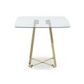 Clear Glass Square Dining Table with Gold Finish Legs
