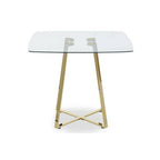 Clear Glass Square Dining Table with Gold Finish Legs