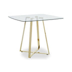 Clear Glass Square Dining Table with Gold Finish Legs
