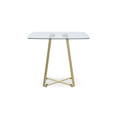 Clear Glass Square Dining Table with Gold Finish Legs