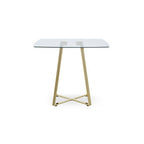 Clear Glass Square Dining Table with Gold Finish Legs