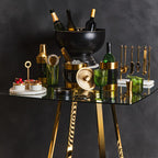 Clear Glass Square Dining Table with Gold Finish Legs