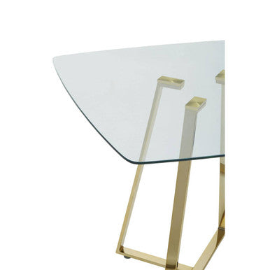 Clear Glass Square Dining Table with Gold Finish Legs