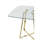Clear Glass Square Dining Table with Gold Finish Legs