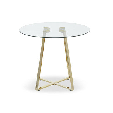Clear Glass Round Dining Table with Gold Finish Legs